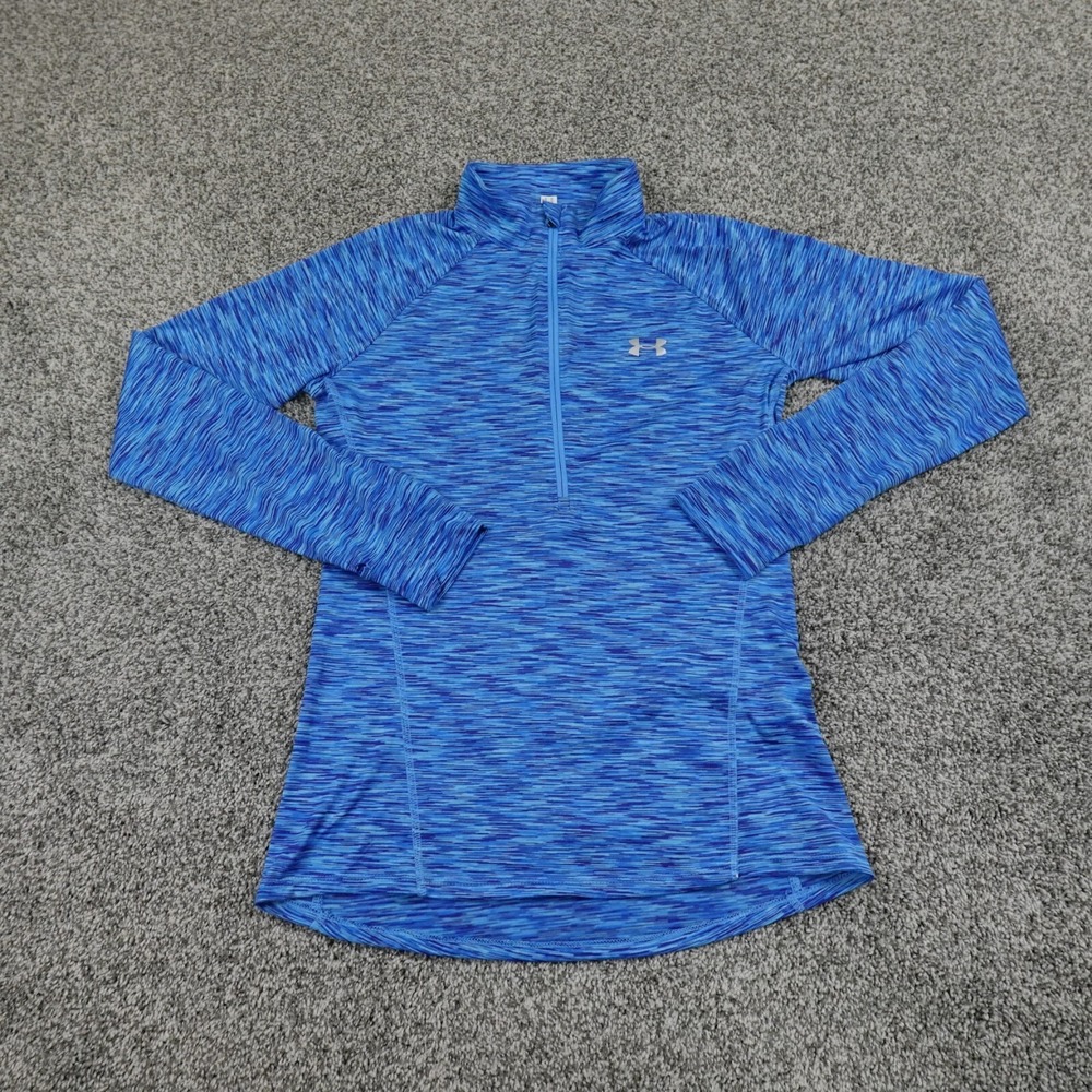 Under Armour Shirt Womens S Blue Performance 1/4 Zip Sweatshirt Active Pullover